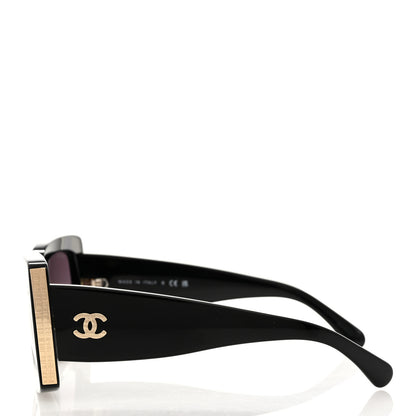 Chanel Acetate Rectangle Sunglasses 5435 Black 3 of 8