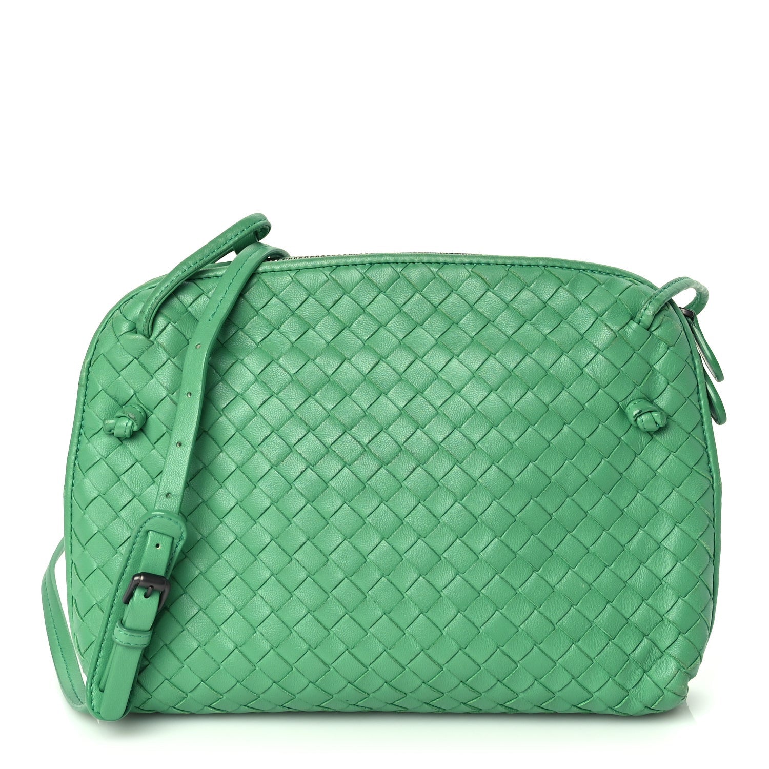 Bottega Veneta Nappa Intrecciato Nodini Crossbody Messenger Green 1 of 8