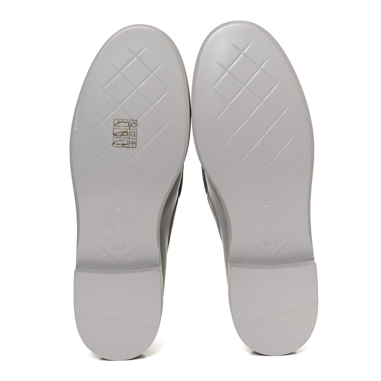 Lambskin Quilted CC Turnlock Loafers 37.5 Grey