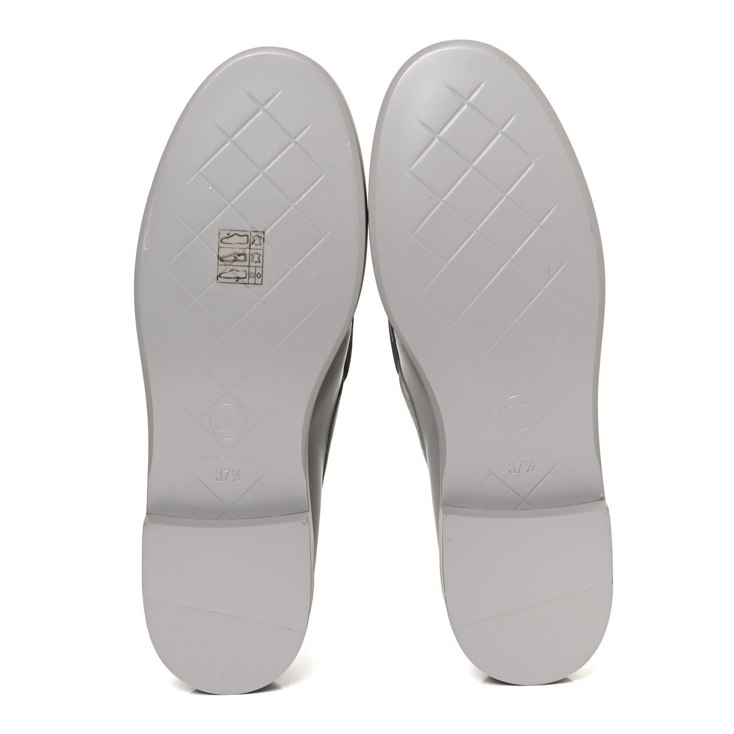 Chanel Lambskin Quilted CC Turnlock Loafers 37.5 Grey 7 of 11