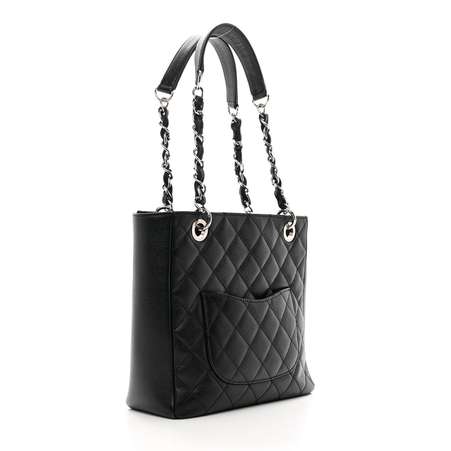 Caviar Quilted Petit Shopping Tote PST Black