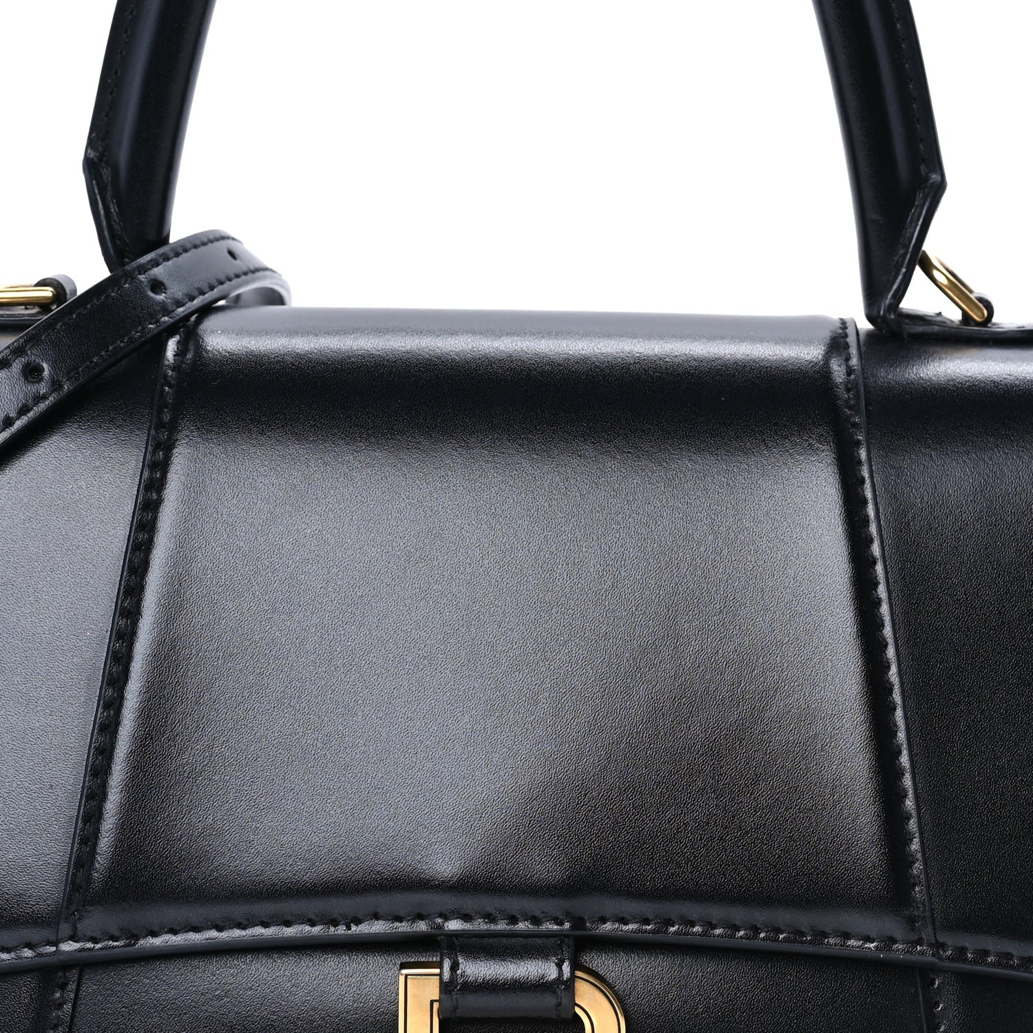 Balenciaga Shiny Box Calfskin Small Hourglass Top Handle Bag  Black 6 of 7