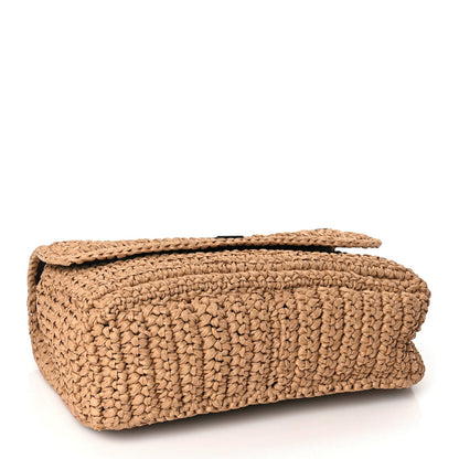 Saint Laurent Raffia Calfskin Monogram Medium Niki Chain Satchel Natural 3 of 8