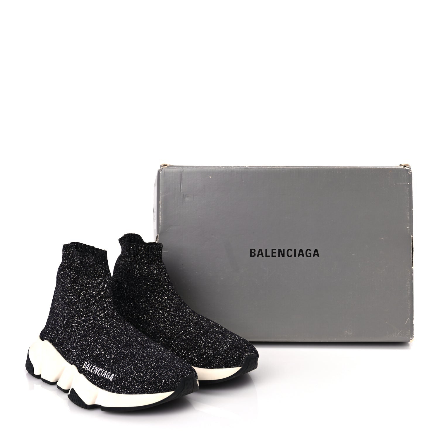 Balenciaga Knit Metal Womens Speed Sneakers 35 Black 8 of 8