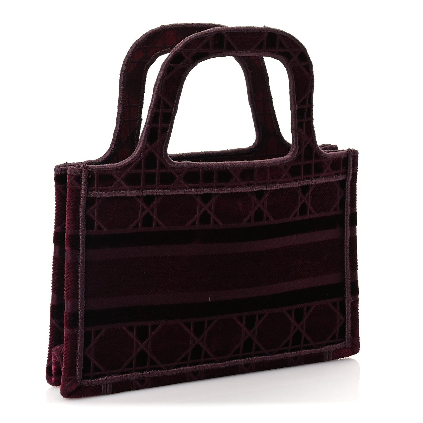 Velvet Cannage Embroidered Mini Book Tote  Burgundy