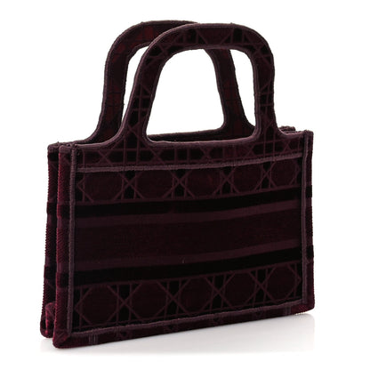 Christian Dior Velvet Cannage Embroidered Mini Book Tote  Burgundy 2 of 8