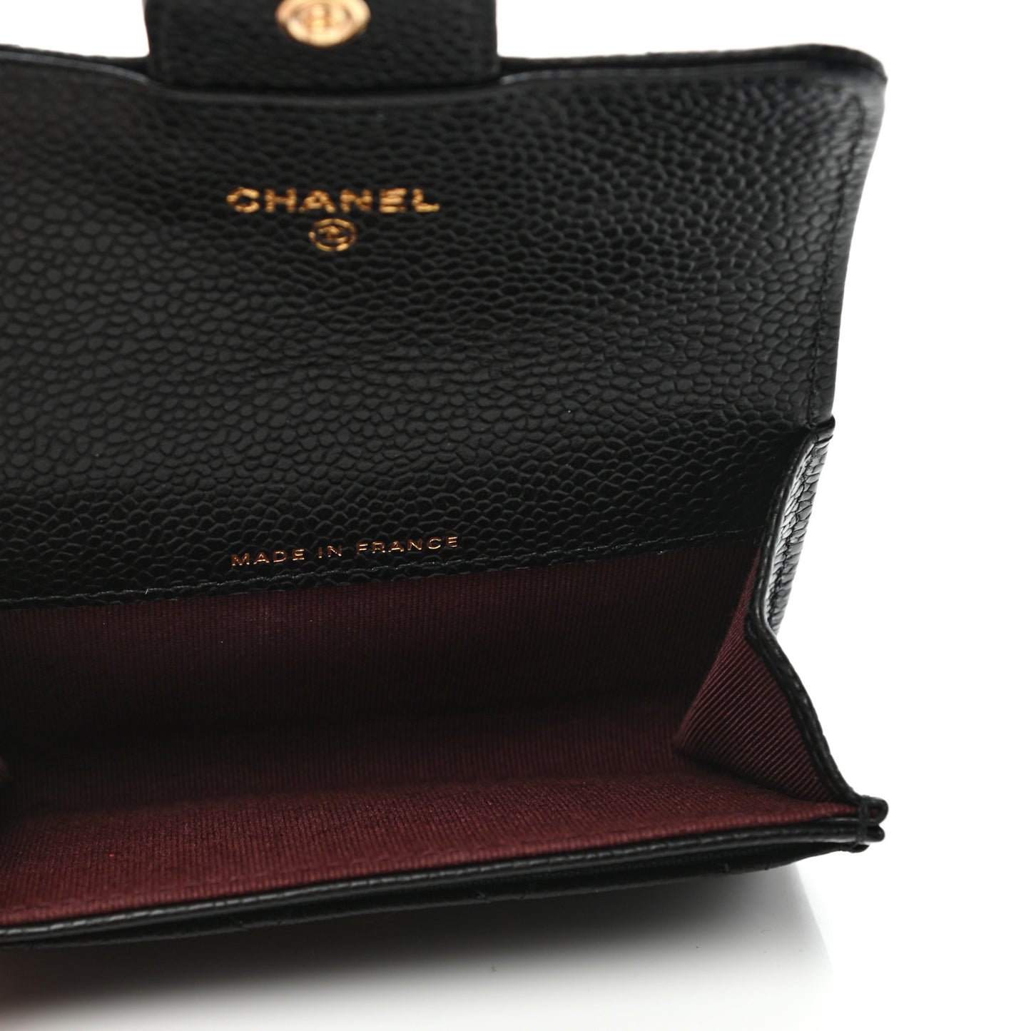 Caviar Quilted Flap Card Holder Wallet Black