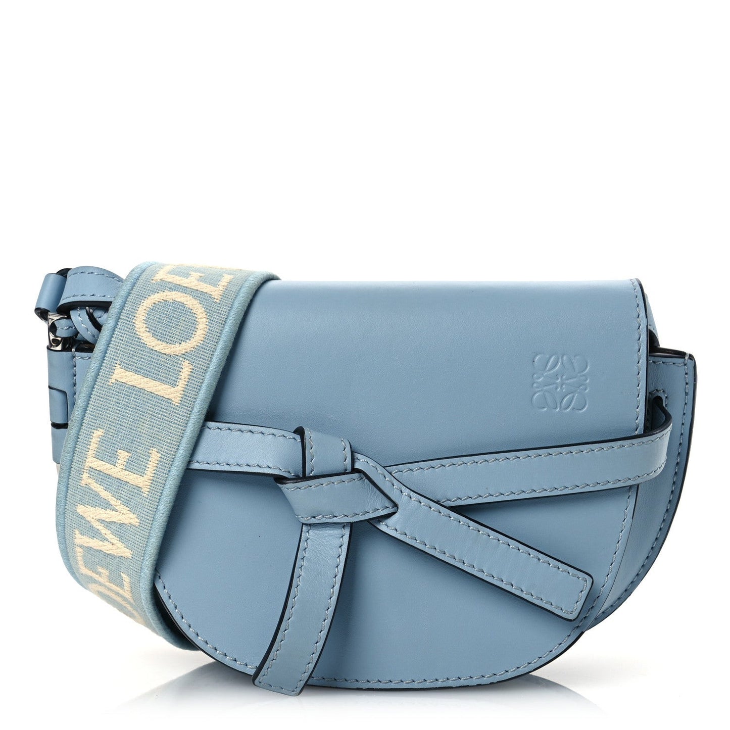 Calfskin Jacquard Mini Gate Dual Bag Dusty Blue