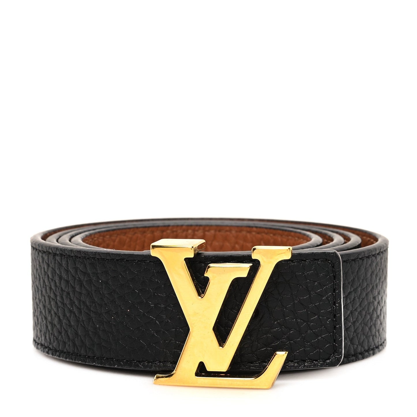Taurillon Calfskin 30mm LV Initiales Reversible Belt Black