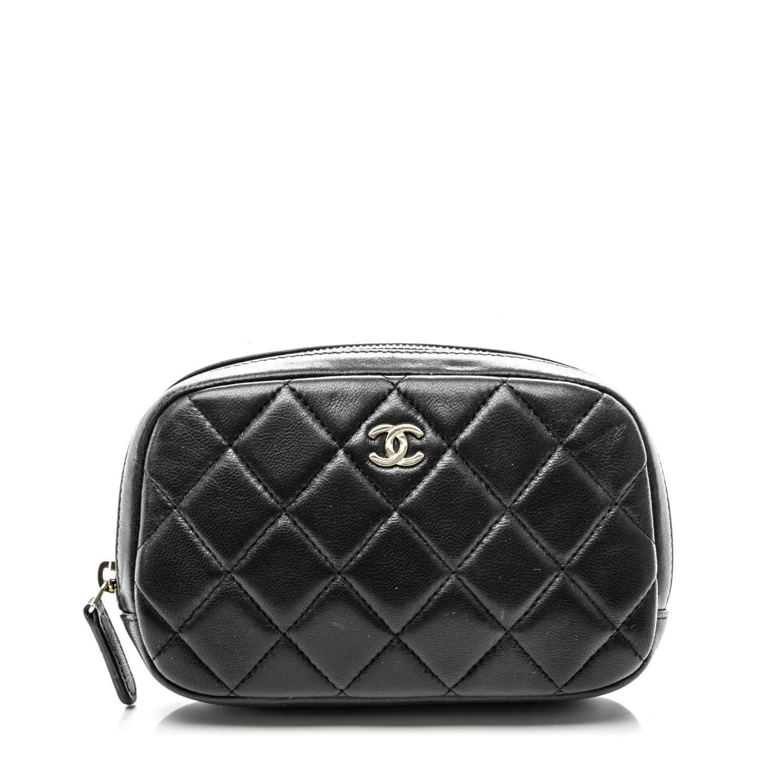 Chanel Lambskin Quilted Small Curvy Pouch Cosmetic Case Black 1 of 7