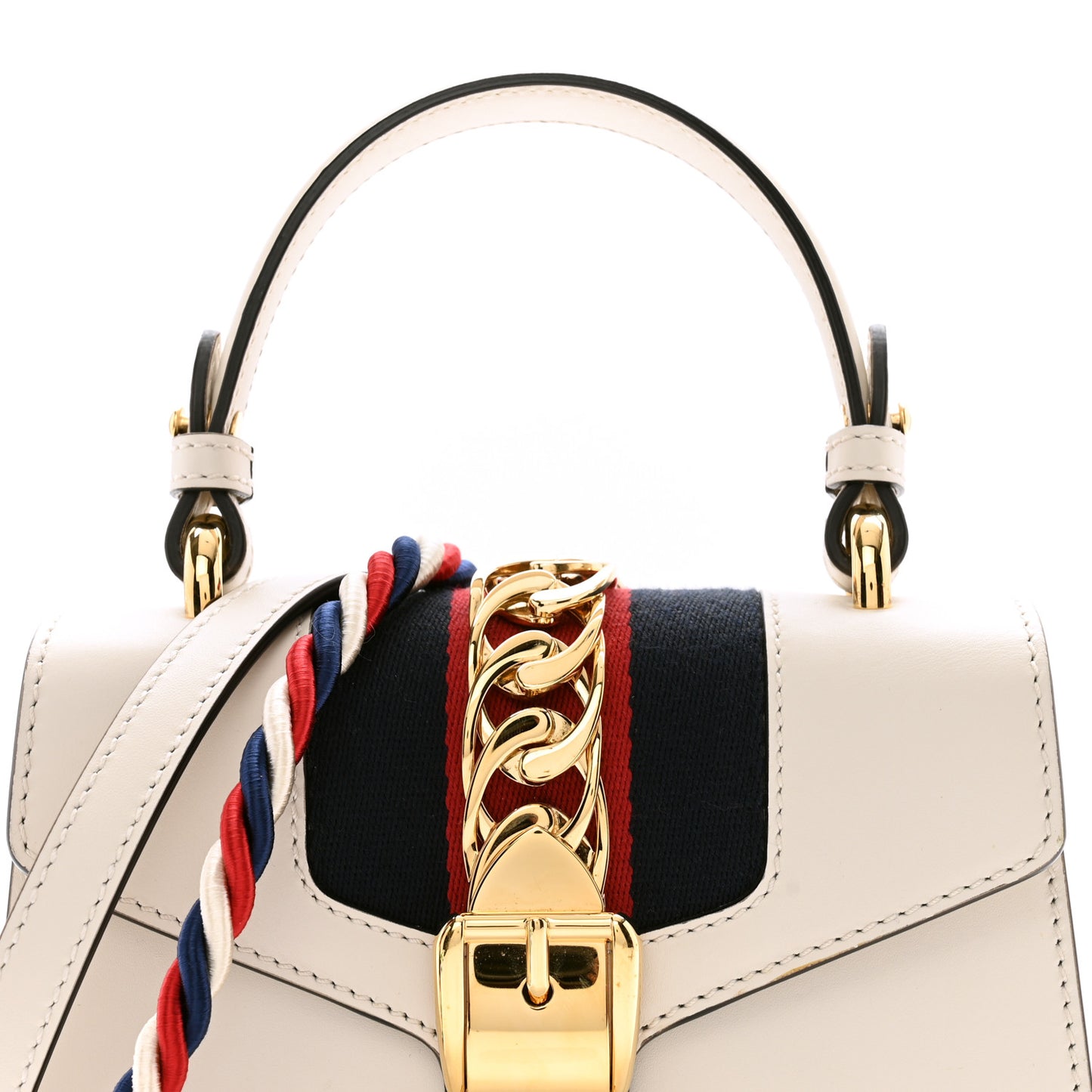 Calfskin Mini Sylvie Top Handle Bag White