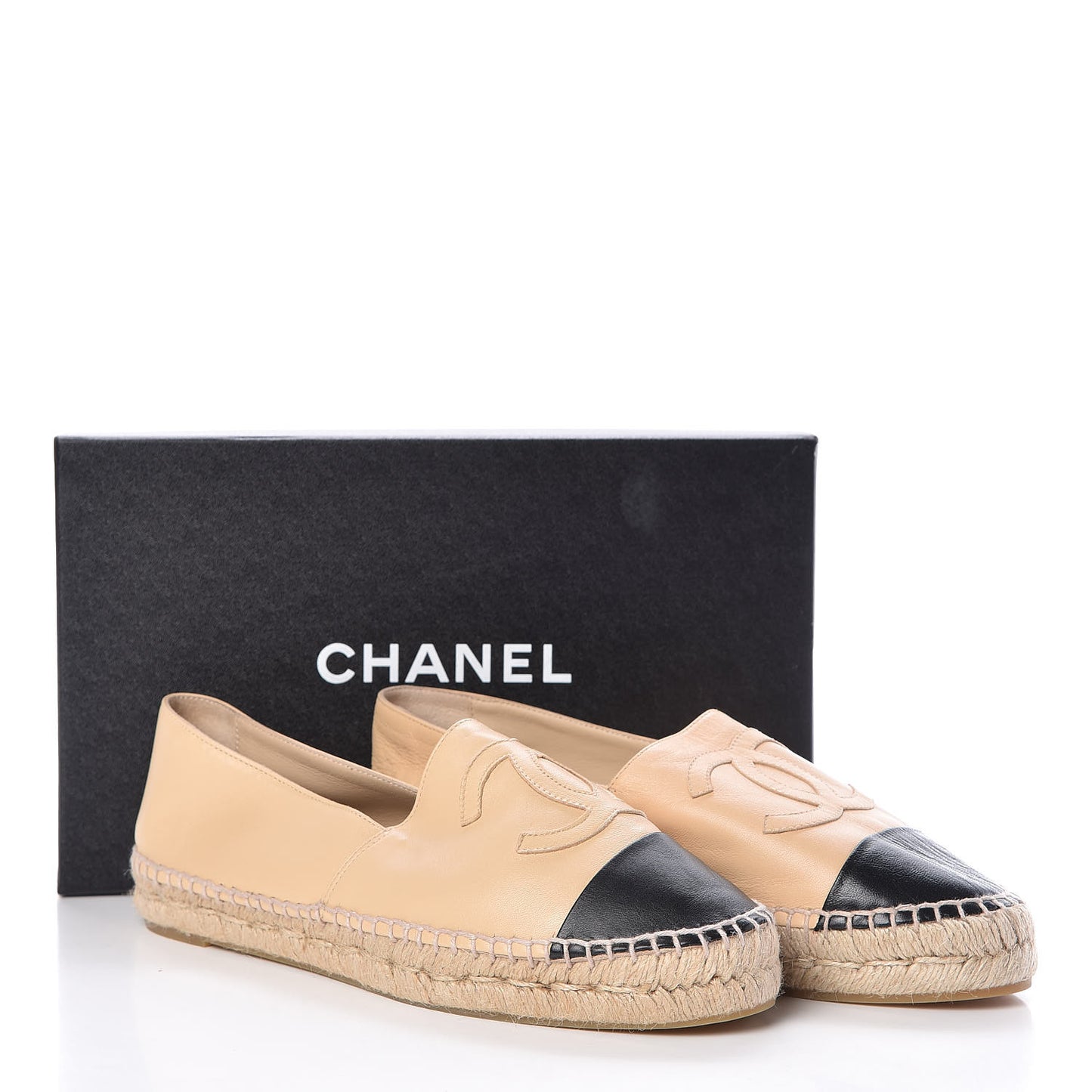 Lambskin CC Espadrilles 41 Beige Black