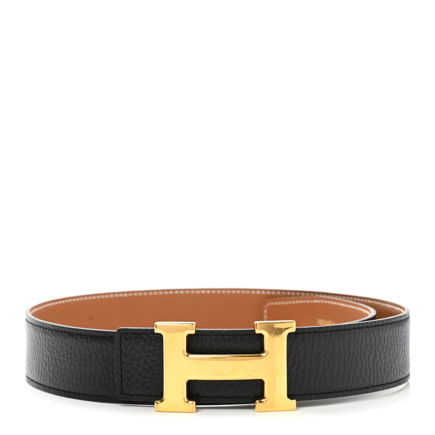 Hermes Ardennes Courchevel H Belt 65 Black Gold 1 of 10