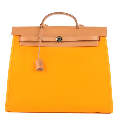 Hermes Vache Hunter Toile Her Bag Zip 39 MM Jaune D'or 1 of 18