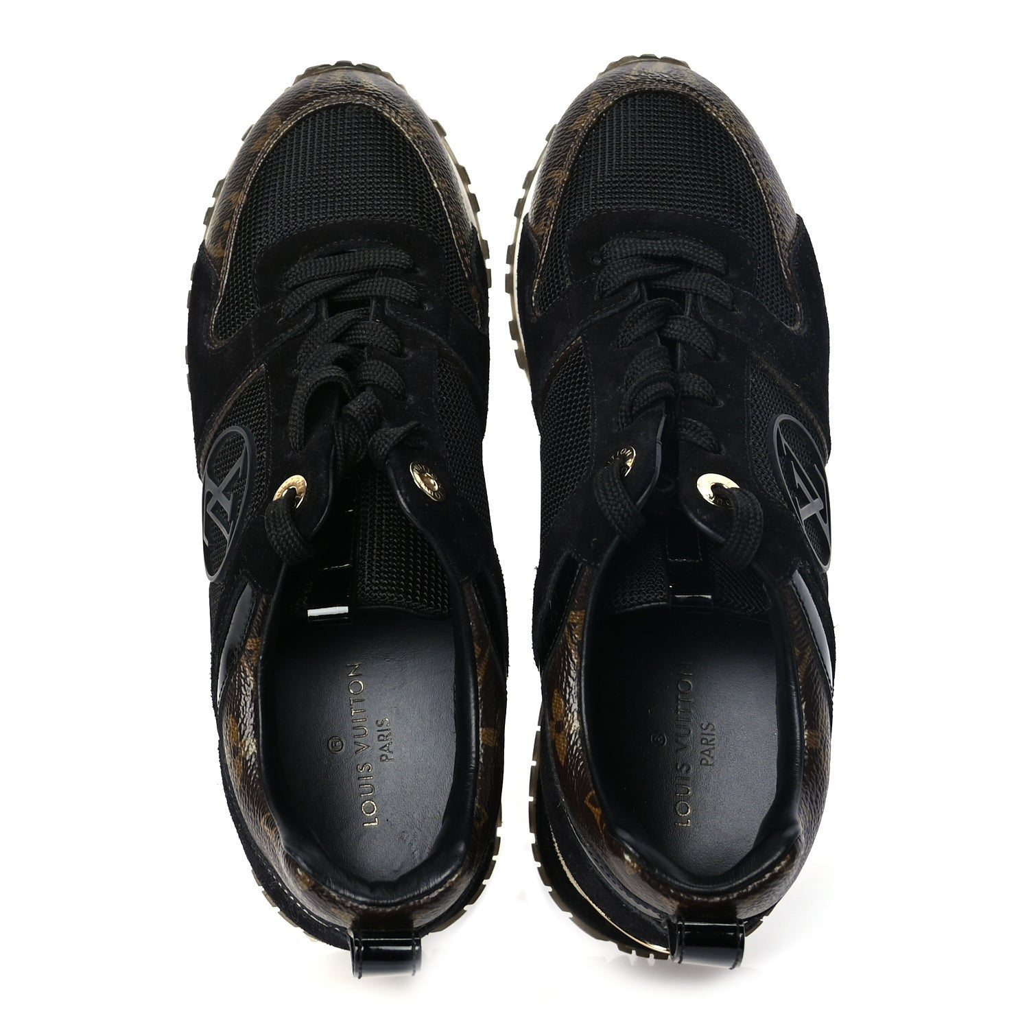 Louis Vuitton Suede Monogram Run Away Sneakers 35 Black 5 of 8