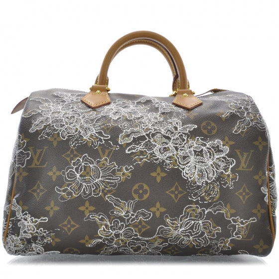Louis Vuitton Monogram Dentelle Speedy 30 Silver 1 of 9