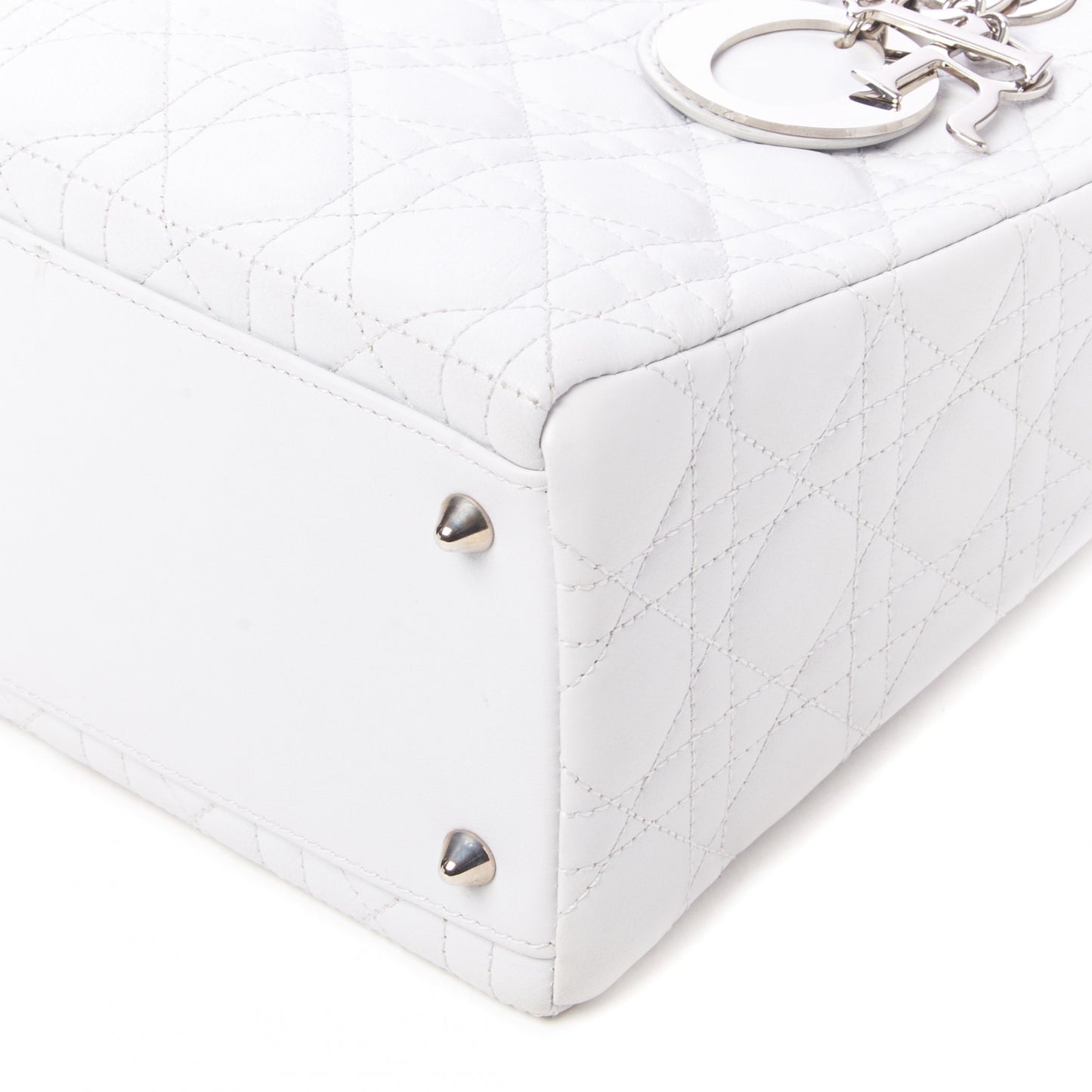 Lambskin Cannage Medium Lady Dior White