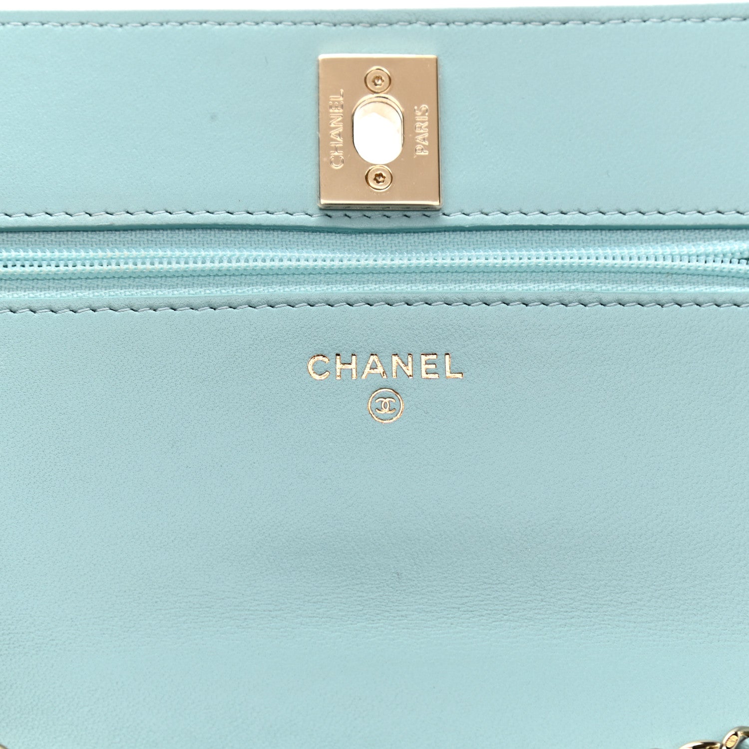 Chanel Lambskin Quilted Trendy CC Wallet On Chain WOC Light Blue 6 of 9