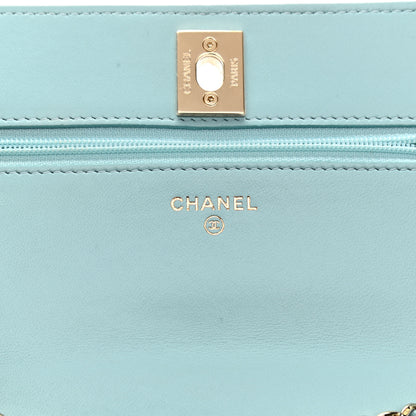 Chanel Lambskin Quilted Trendy CC Wallet On Chain WOC Light Blue 6 of 9