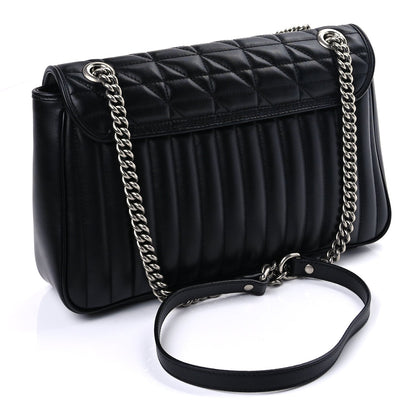 Gucci Calfskin Matelasse Aria Medium GG Marmont Shoulder Bag  Black 2 of 8
