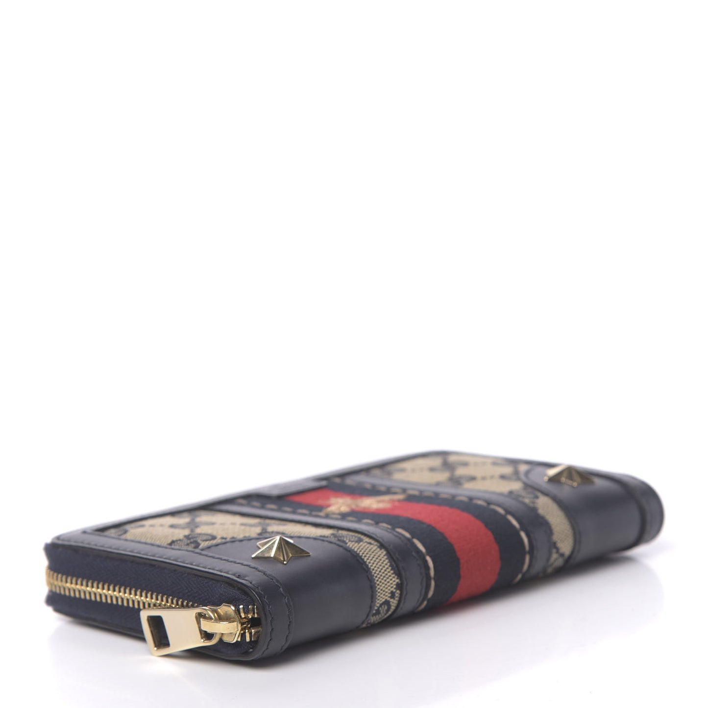 Monogram Web Rania Bee Star Zip Around Wallet Dark Blue