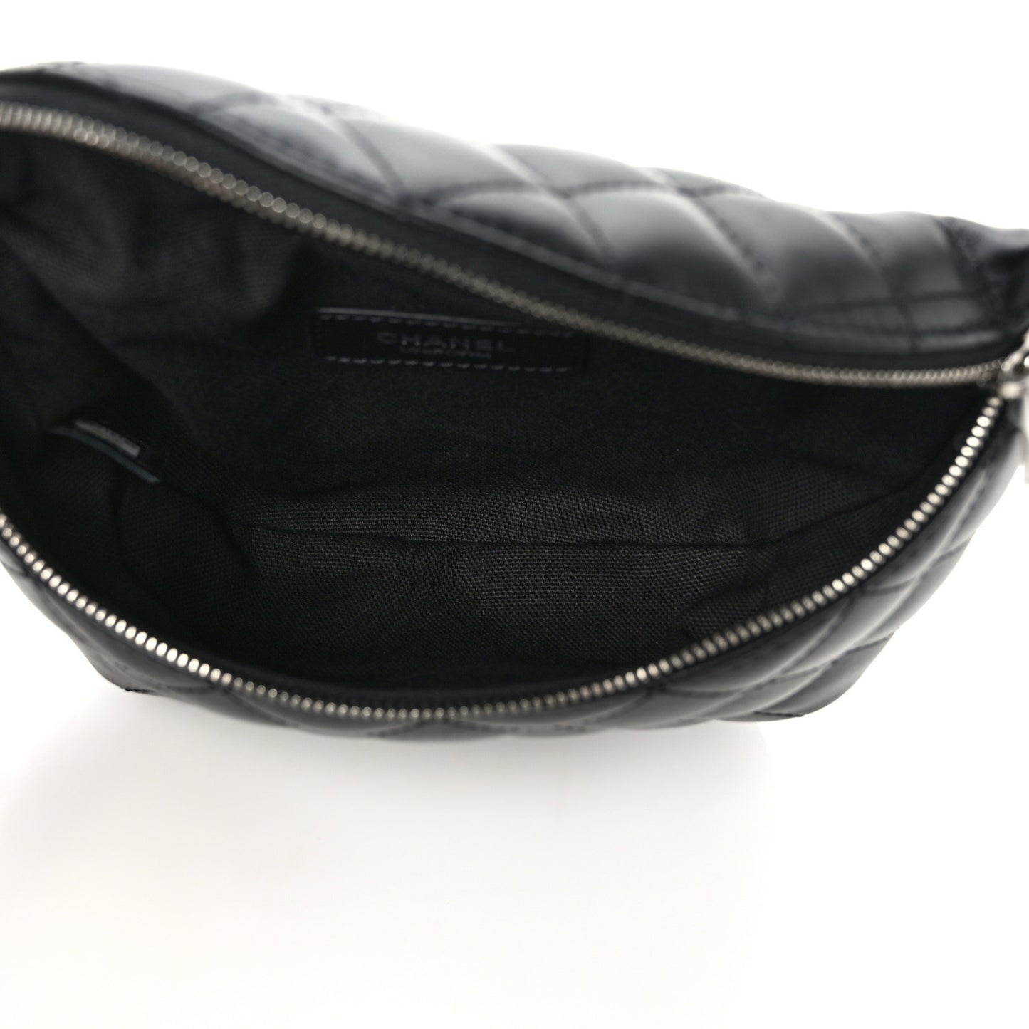 Calfskin Quilted Waist Belt Bag Black