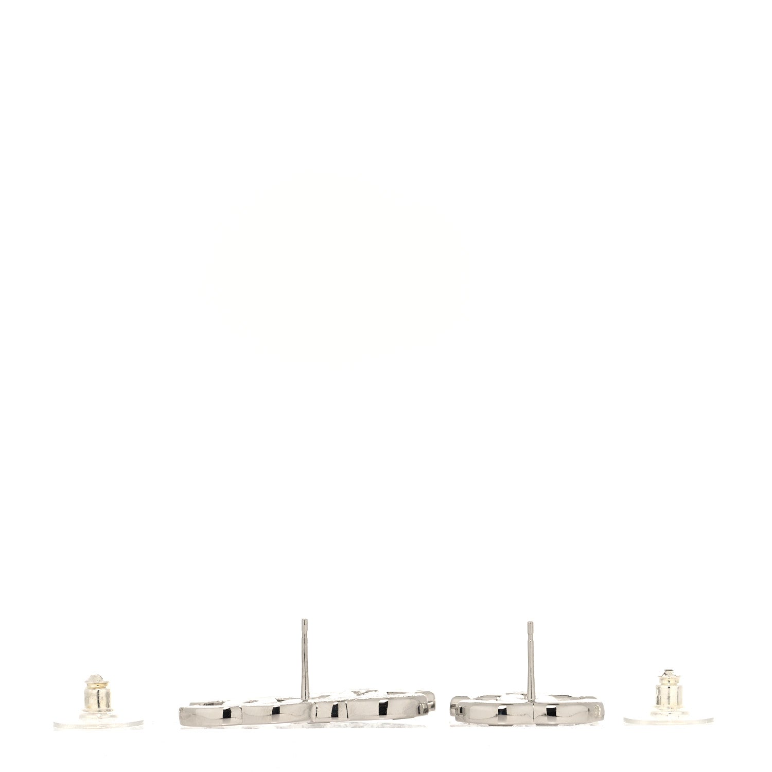 Chanel Baguette Crystal Double CC Earrings Silver 3 of 4