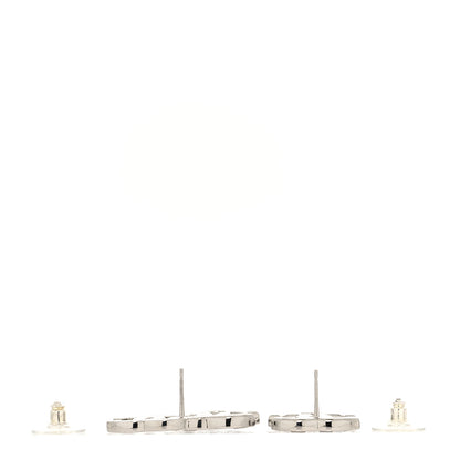 Chanel Baguette Crystal Double CC Earrings Silver 3 of 4