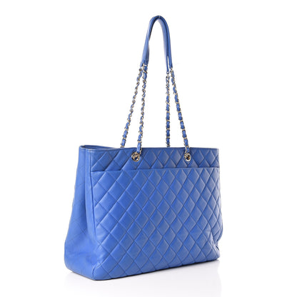 Chanel Calfskin Quilted Timeless Tote Blue 3 of 11