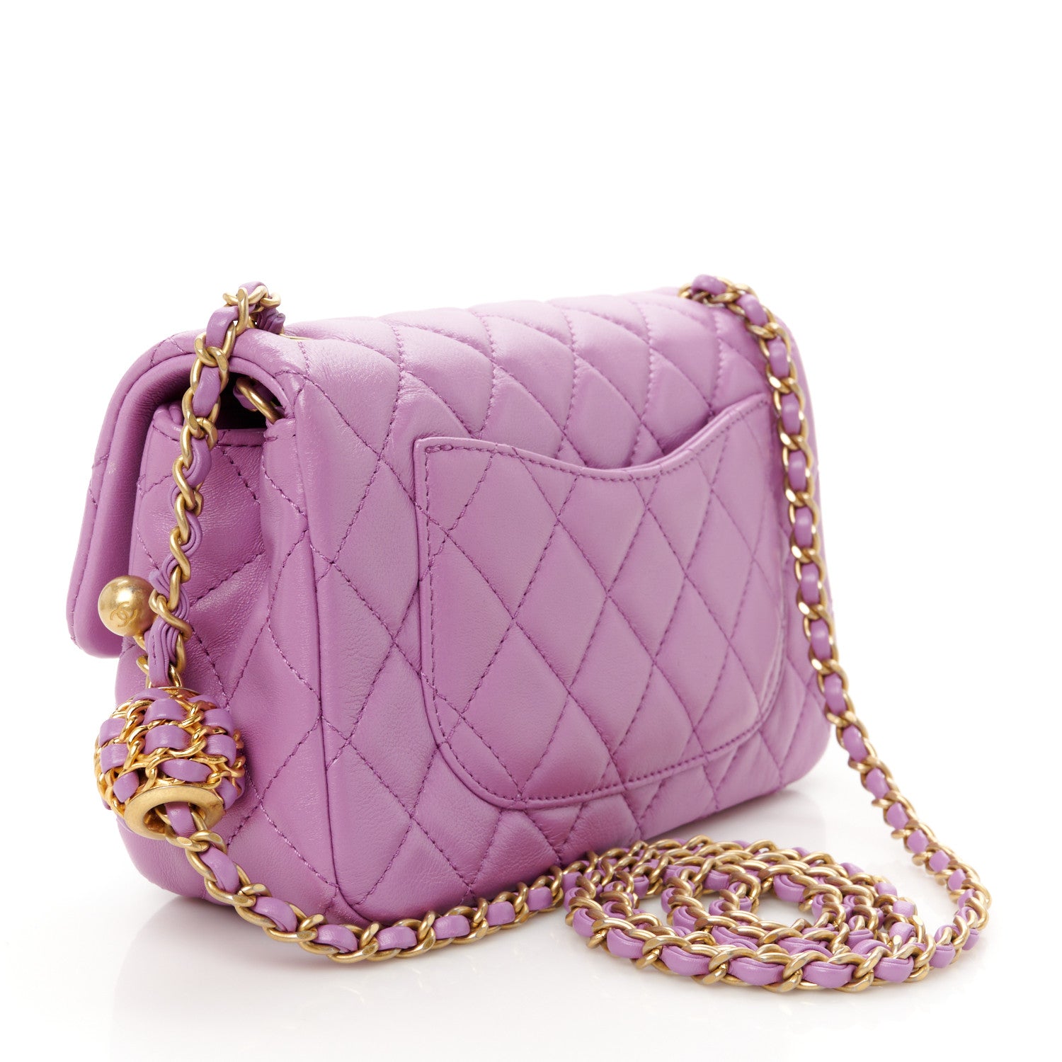 Chanel Lambskin Quilted Mini Rectangular Pearl Crush Flap Purple 3 of 11