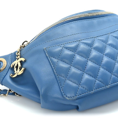 Chanel Lambskin Quilted Bi Waist Bag Pack  Blue 8 of 9