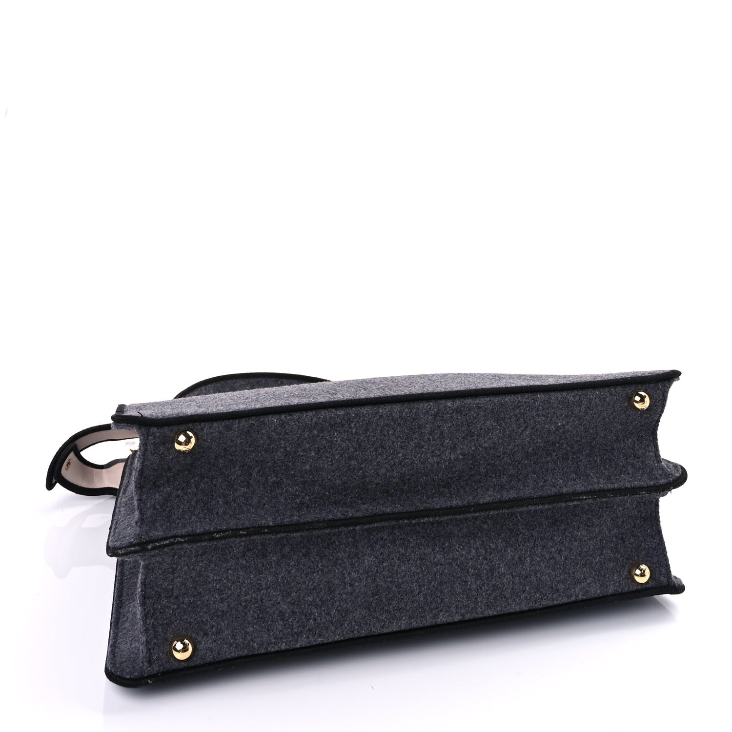 Fendi Melange Flannel Satin Threaded Edge Medium Peekaboo I SEE U Satchel Grigio Bois de Rose 3 of 7