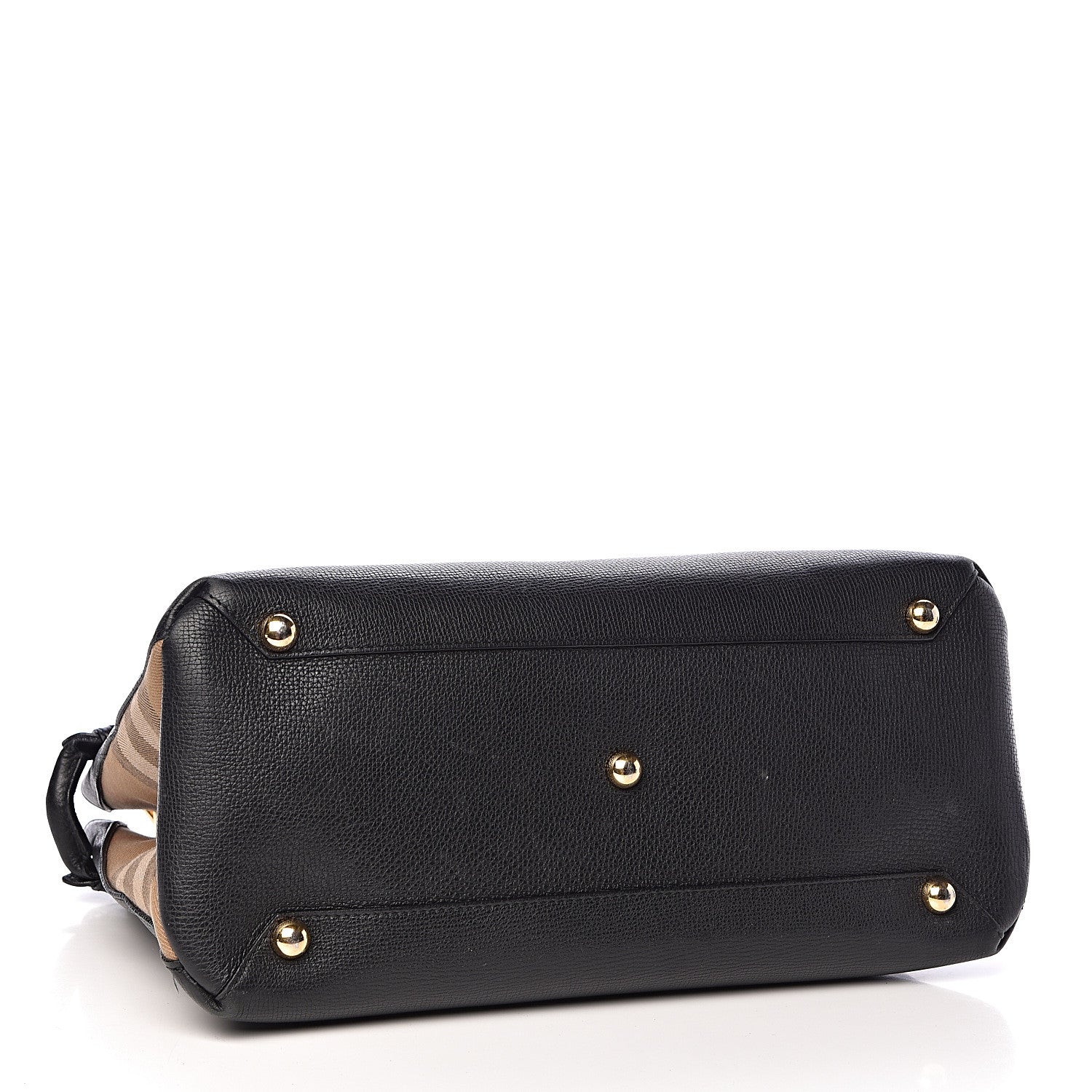 Burberry Grainy Calfskin House Check Medium Banner Tote Black 5 of 16