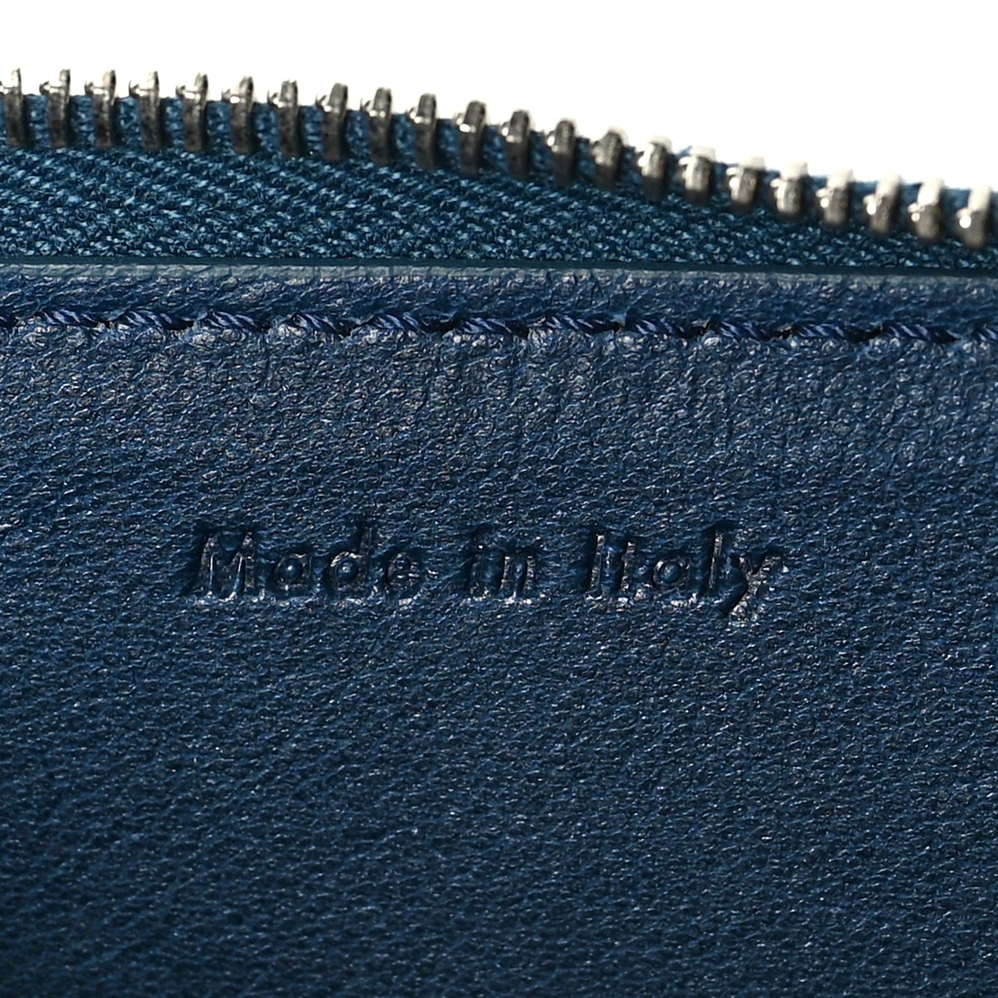 Drummed Calfskin Medium Half Zip Multifunction Wallet Coin Purse Blue