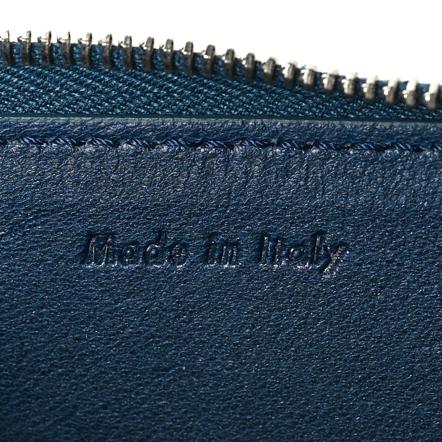 Celine Drummed Calfskin Medium Half Zip Multifunction Wallet Coin Purse Blue 7 of 8