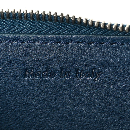 Celine Drummed Calfskin Medium Half Zip Multifunction Wallet Coin Purse Blue 7 of 8