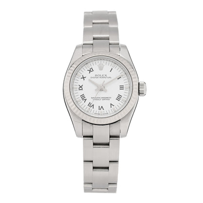Rolex Stainless Steel 18K White Gold 26mm Oyster Perpetual Watch White Roman 176234 1 of 4