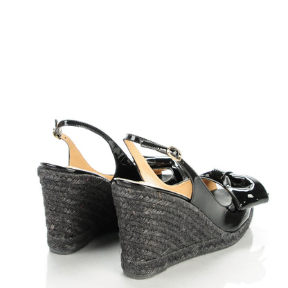 Valentino Garavani Patent Bow Espadrille Slingback Wedges Black 39 4 of 9