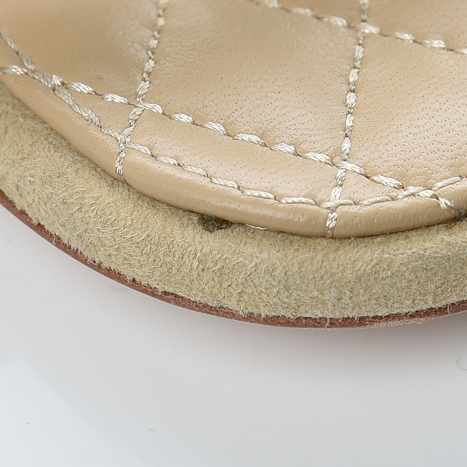 Chanel Kid Suede Chain Braided Sandals 37 Beige 10 of 10