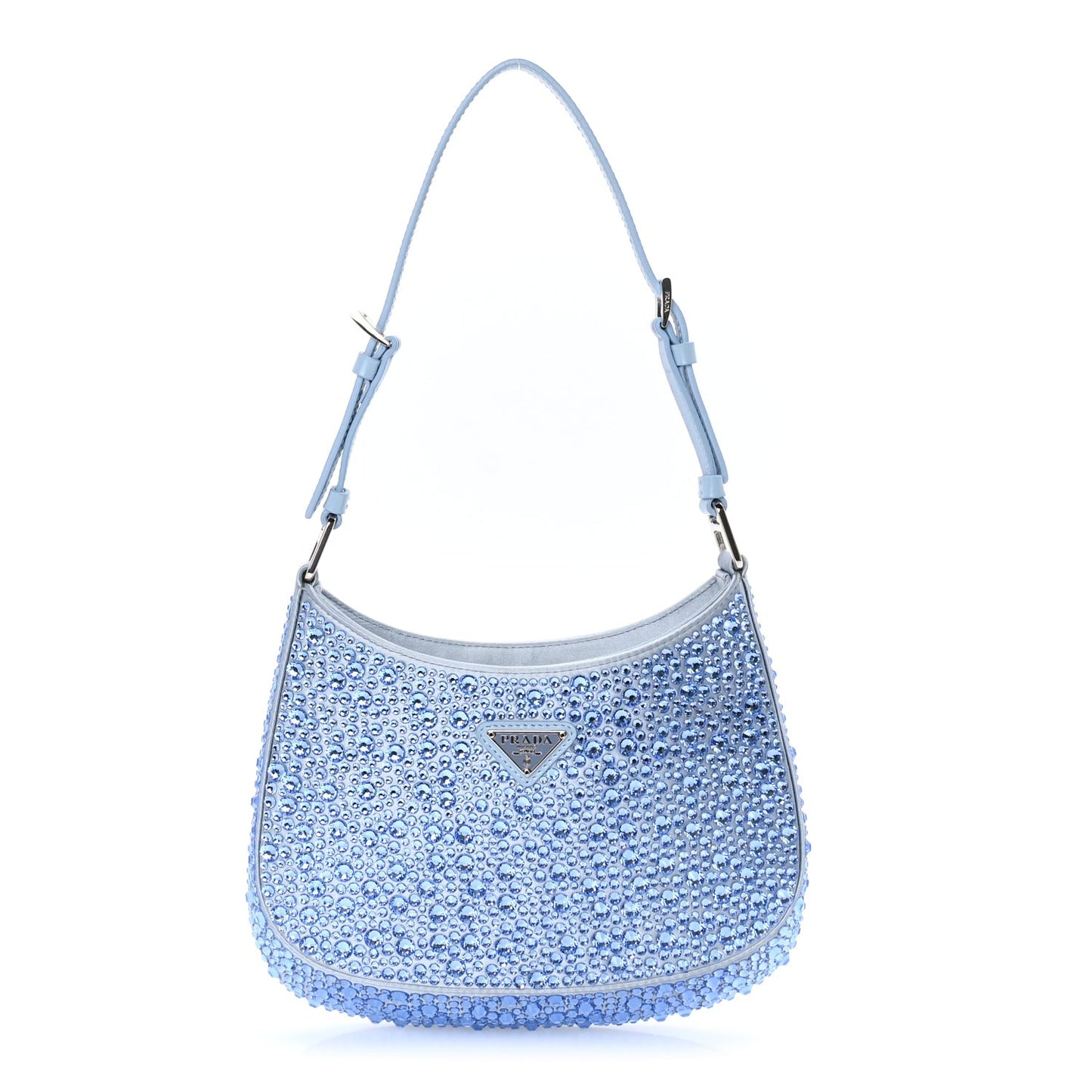 Satin Crystal Cleo Adjustable Strap Shoulder Bag  Celeste