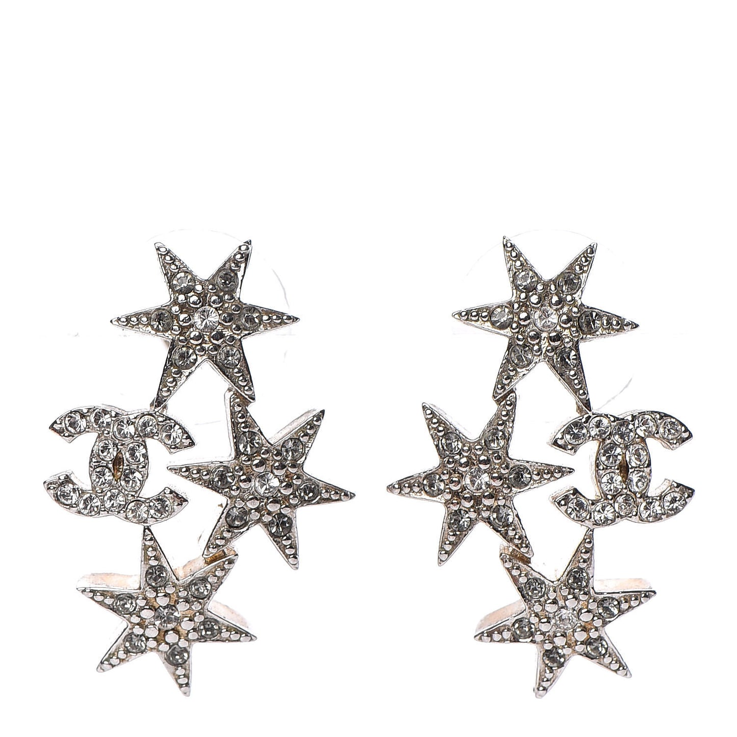Crystal CC Star Earrings Silver