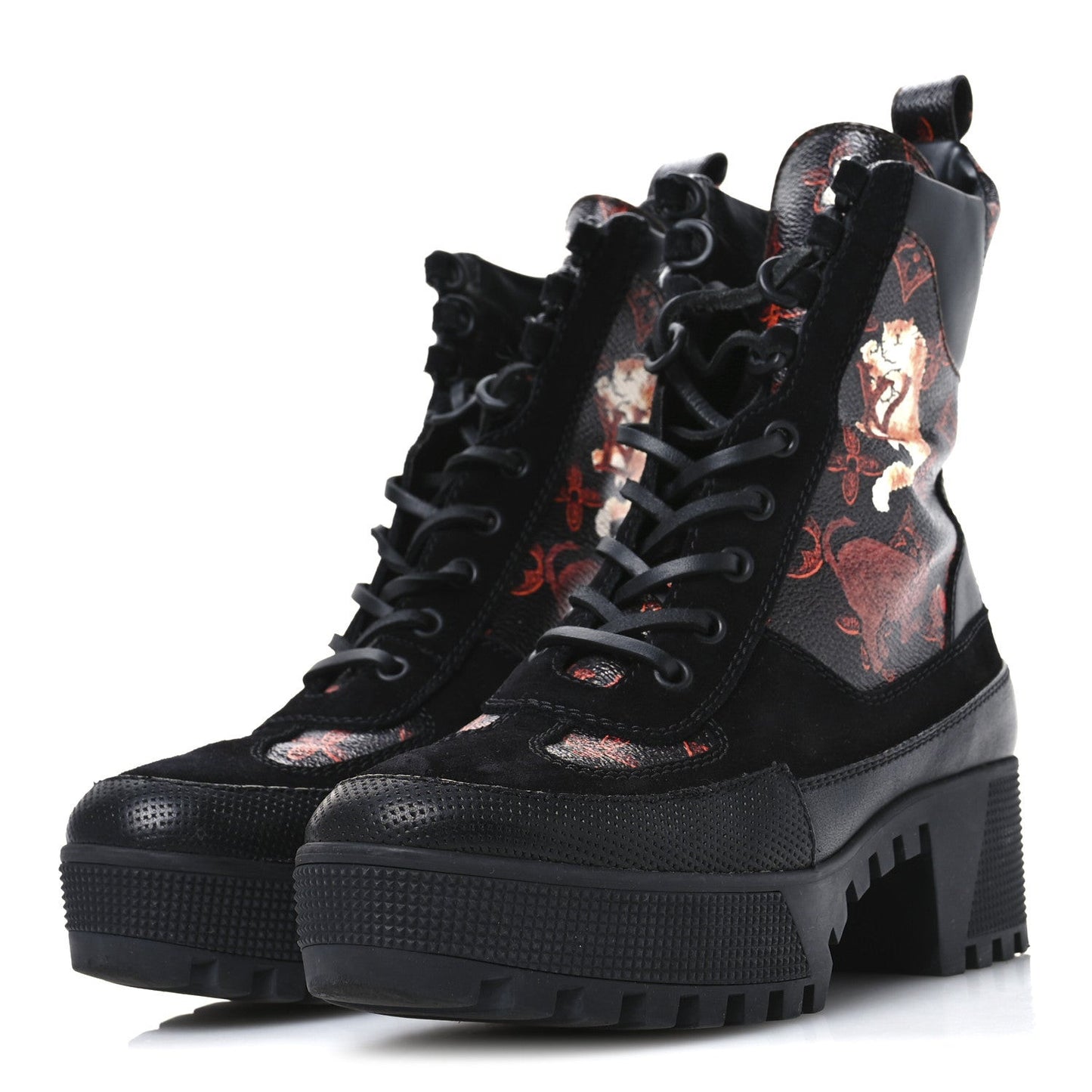 Suede Calfskin Catogram Laureate Platform Desert Boots Black Marron