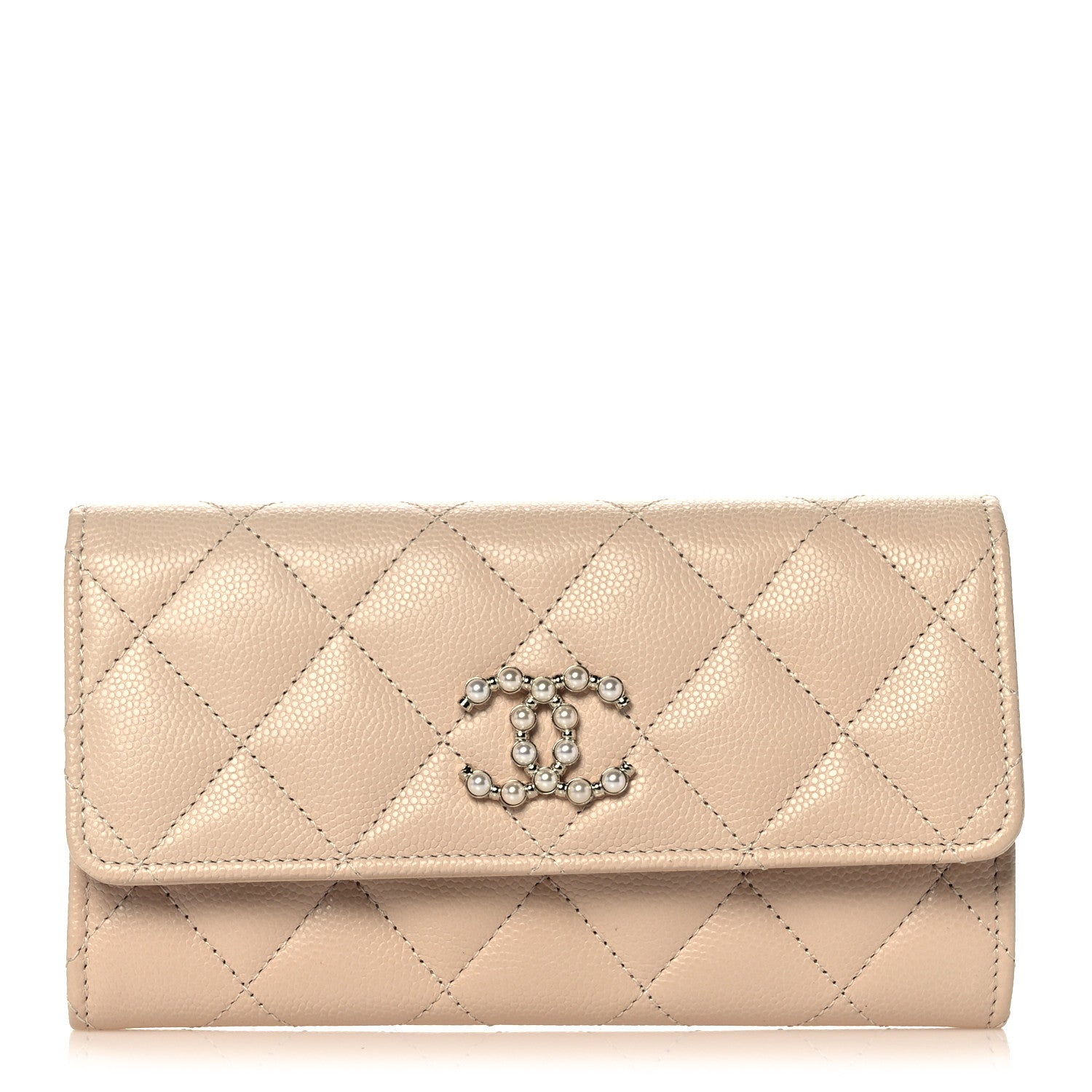 Chanel Caviar Pearl Quilted Coco Candy Wallet Beige 1 of 11
