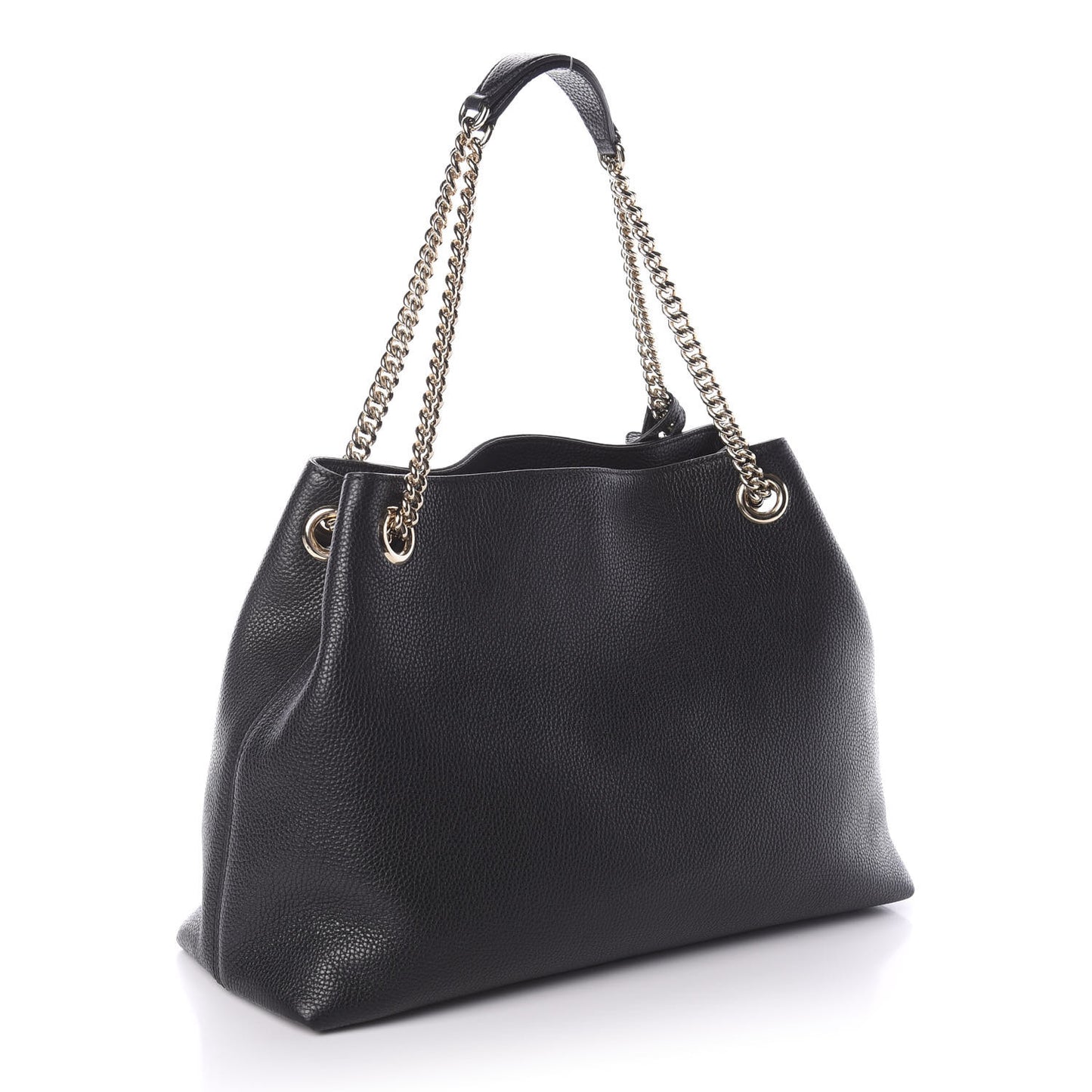 Pebbled Calfskin Medium Soho Chain Shoulder Bag Black
