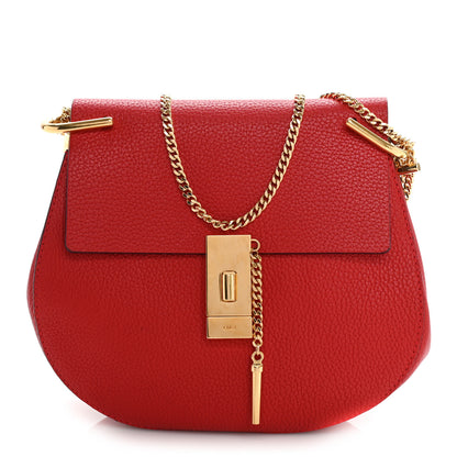 Chloe Grained Lambskin Medium Drew Shoulder Bag Plaid Red 1 of 8