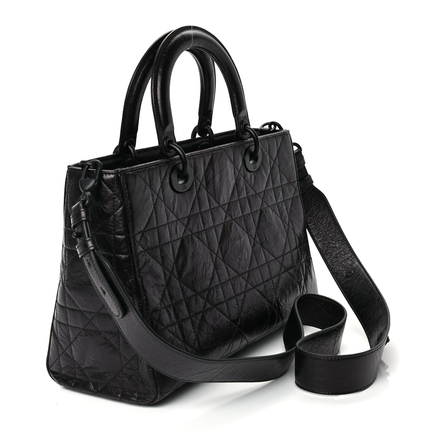 Crinkled Calfskin Macrocannage Medium My ABCDior Lady D-Sire Black