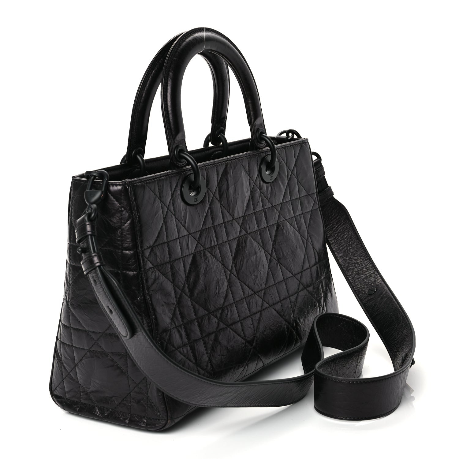 Christian Dior Crinkled Calfskin Macrocannage Medium My ABCDior Lady D-Sire Black 2 of 10