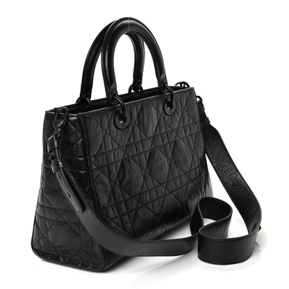 Christian Dior Crinkled Calfskin Macrocannage Medium My ABCDior Lady D-Sire Black 2 of 10