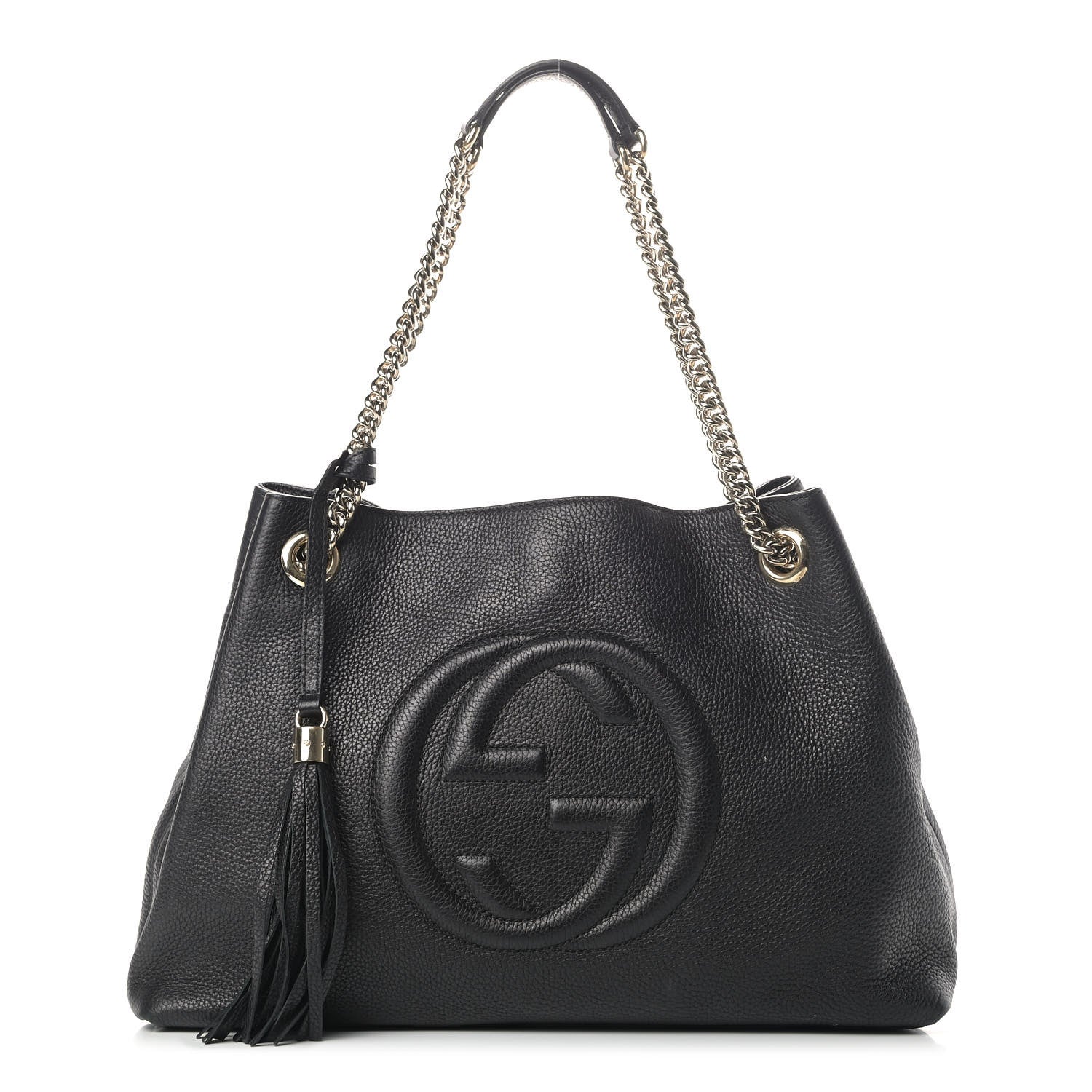 Gucci Pebbled Calfskin Medium Soho Chain Shoulder Bag Black 1 of 8