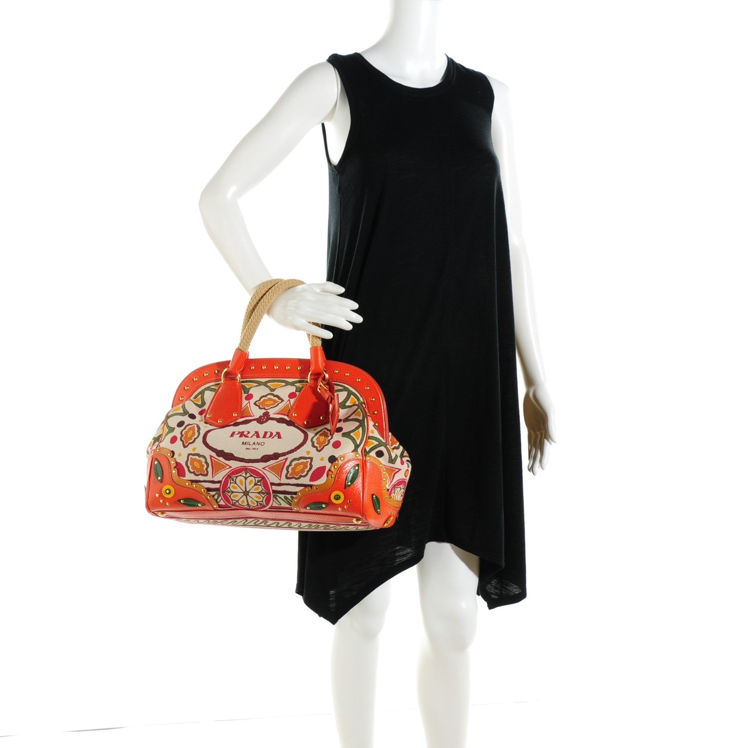 Prada Canapa Stampata Frame Bag Papaya 3 of 10